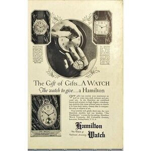 Hamilton Watch Co. "The Watch to Give. . . a Hamilton" Vintage Print Ad 1926